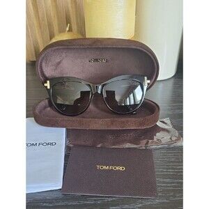 Tom Ford Kira Cat Eye Sunglasses Black Gold Women’s Designer Polarized NEW Tf821
